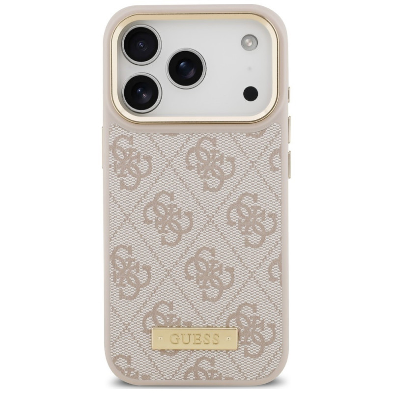 Etui MagSafe Guess 4G Logo Plate dla Apple iPhone 18 Pro / 17 Pro, różowe