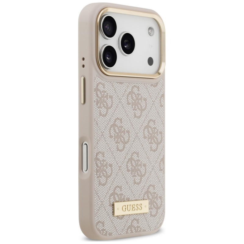 Etui MagSafe Guess 4G Logo Plate dla Apple iPhone 18 Pro / 17 Pro, różowe