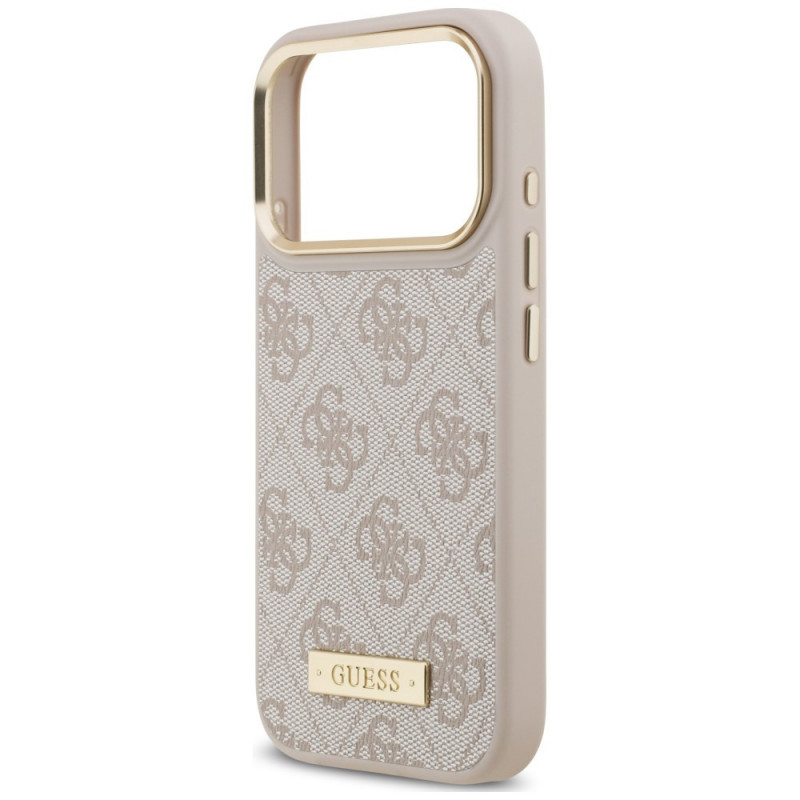 Etui MagSafe Guess 4G Logo Plate dla Apple iPhone 18 Pro / 17 Pro, różowe