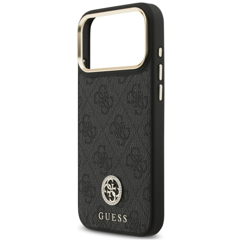 Etui MagSafe Guess 4G Strass Logo dla Apple iPhone 18 Pro Max / 17 Pro Max, czarne