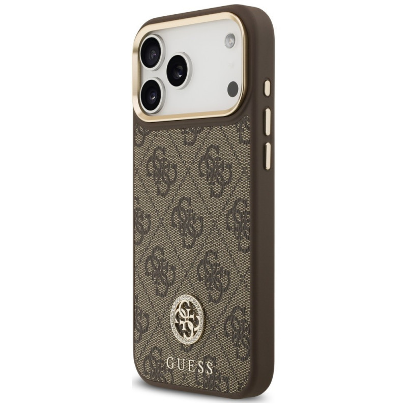 Guess 4G Strass Logo MagSafe etui na Apple iPhone 18 Pro Max / 17 Pro Max, brązowe