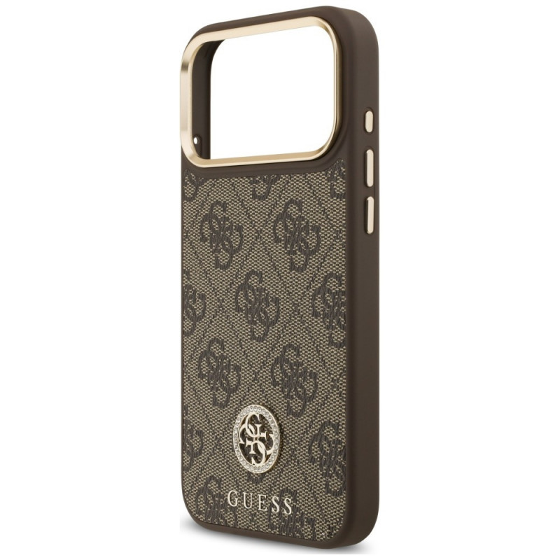 Guess 4G Strass Logo MagSafe etui na Apple iPhone 18 Pro Max / 17 Pro Max, brązowe