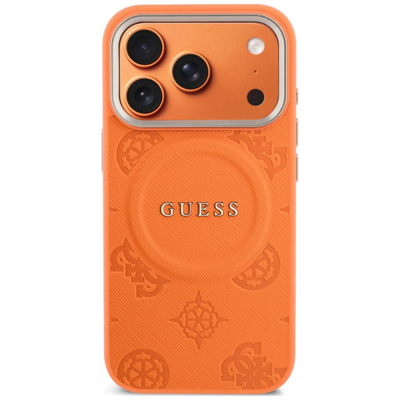 Guess Peony Hot Stamp MagSafe etui na Apple iPhone 18 Pro Max / 17 Pro Max, pomarańczowe