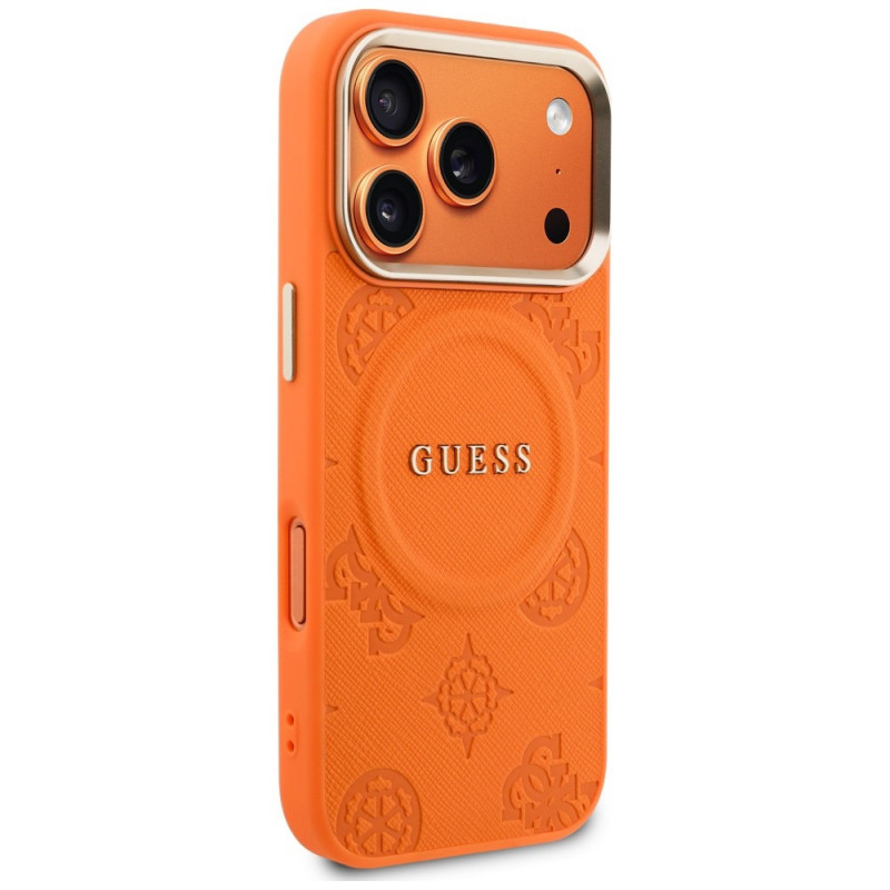 Guess Peony Hot Stamp MagSafe etui na Apple iPhone 18 Pro Max / 17 Pro Max, pomarańczowe