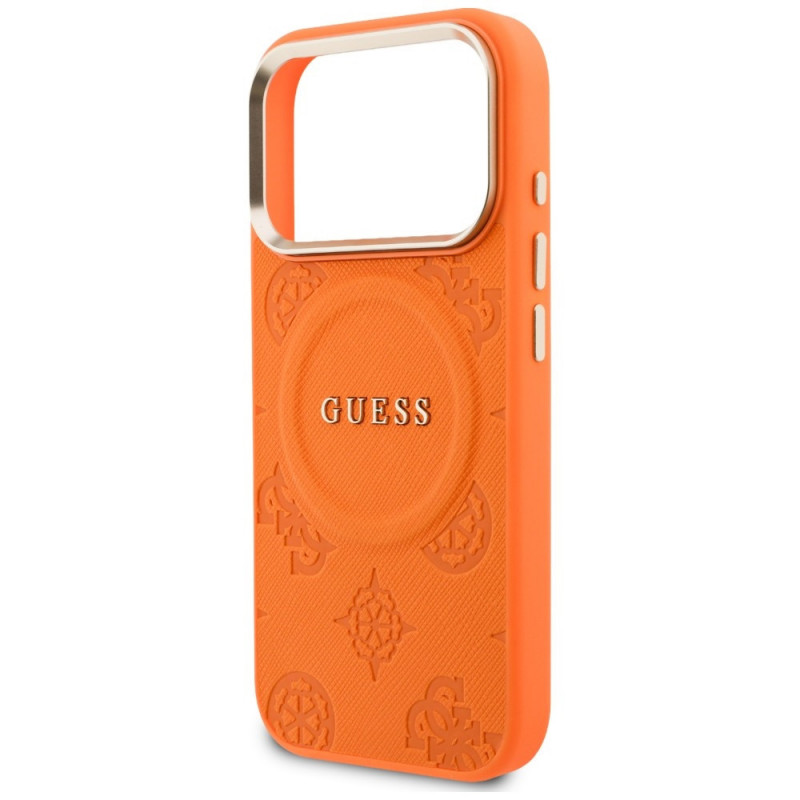Guess Peony Hot Stamp MagSafe etui na Apple iPhone 18 Pro Max / 17 Pro Max, pomarańczowe