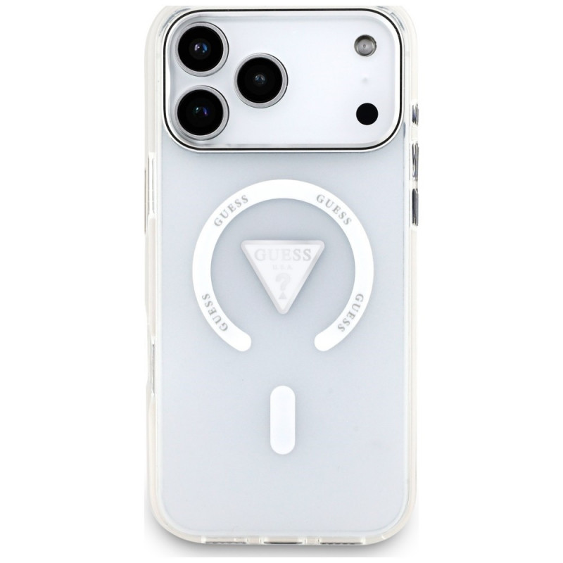 Etui MagSafe Guess IML Gradient Triangle Logo dla Apple iPhone 18 Pro Max / 17 Pro Max, przezroczyste