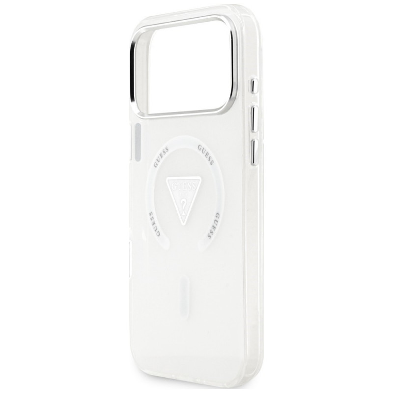 Etui MagSafe Guess IML Gradient Triangle Logo dla Apple iPhone 18 Pro Max / 17 Pro Max, przezroczyste