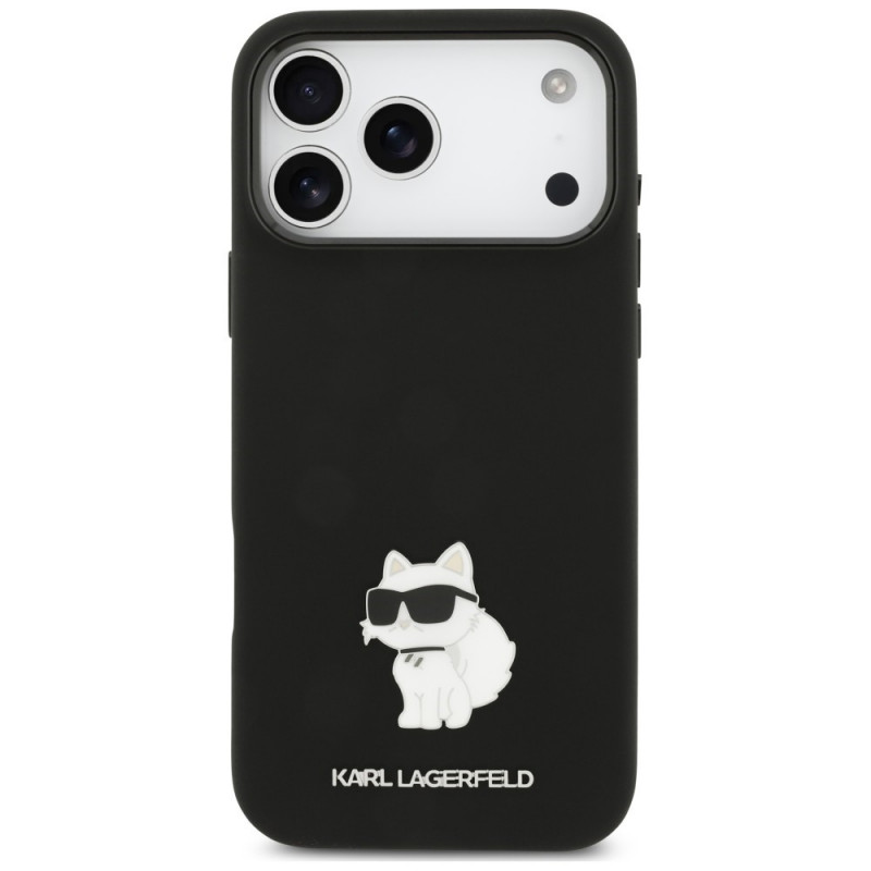 Karl Lagerfeld Silicone Choupette Metal Pin etui na Apple iPhone 18 Pro Max / 17 Pro Max, czarny