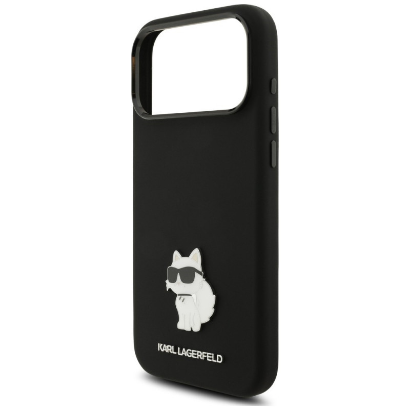 Karl Lagerfeld Silicone Choupette Metal Pin etui na Apple iPhone 18 Pro Max / 17 Pro Max, czarny