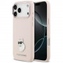 Etui Karl Lagerfeld Silicone Choupette Metal Pin do Apple iPhone 18 Pro Max / 17 Pro Max, różowe