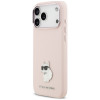 Etui Karl Lagerfeld Silicone Choupette Metal Pin do Apple iPhone 18 Pro Max / 17 Pro Max, różowe