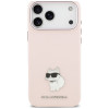 Etui Karl Lagerfeld Silicone Choupette Metal Pin do Apple iPhone 18 Pro Max / 17 Pro Max, różowe
