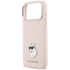 Etui Karl Lagerfeld Silicone Choupette Metal Pin do Apple iPhone 18 Pro Max / 17 Pro Max, różowe