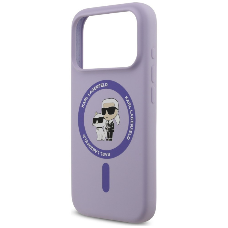 Etui MagSafe Karl Lagerfeld Silicone Karl&Choupette Ring na Apple iPhone 18 Pro / 17 Pro, fioletowe