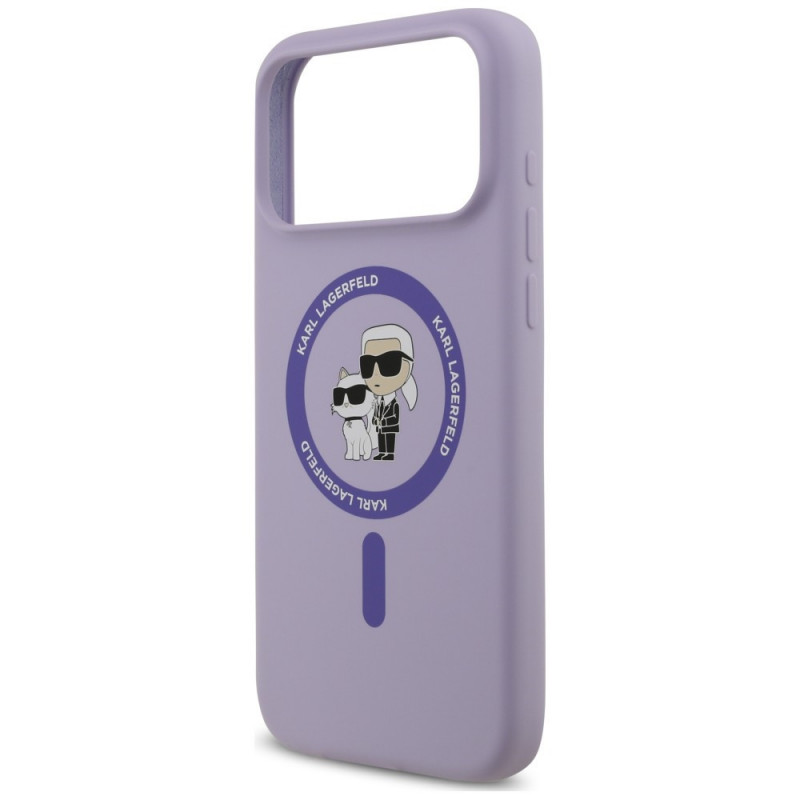 Etui silikonowe Karl Lagerfeld Karl&Choupette Ring MagSafe na Apple iPhone 18 Pro Max / iPhone 17 Pro Max, fioletowe