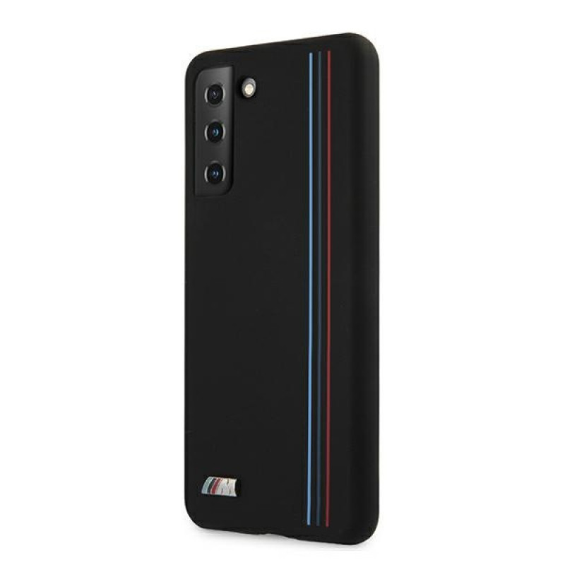 BMW BMHCS21MSIVTBK Silicone Stripes M Collection etui na Samsung Galaxy S21+, czarny