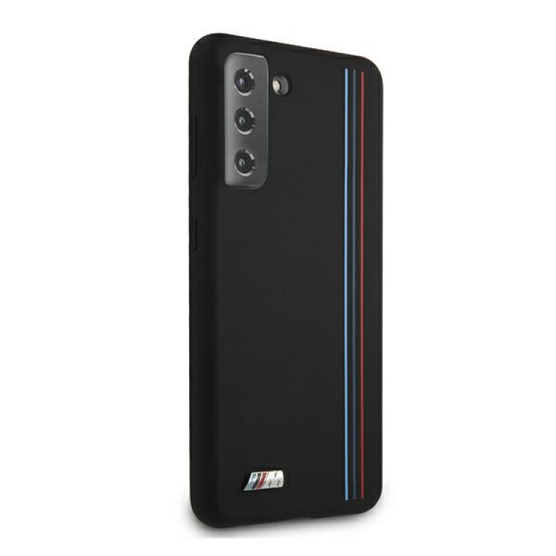 BMW BMHCS21MSIVTBK Silicone Stripes M Collection etui na Samsung Galaxy S21+, czarny