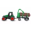 Metalowy traktor Amewi z przyczepą leśną, 1:64, RTR, zielony
