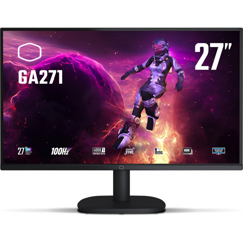 Cooler Master GA271 CMI-GA271-EK monitor 27 cali, 68,6 cm, 2560 x 1440, VA, 1 ms, 100 Hz, HDR, DisplayPort, HDMI