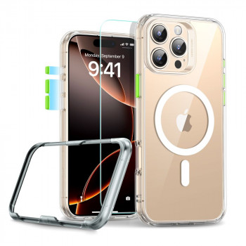 ESR Classic Pro Set HaloLock MagSafe etui z hartowanym szkłem dla Apple iPhone 16 Pro Max, przezroczyste