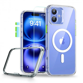 ESR Classic Pro Set HaloLock MagSafe etui z hartowanym szkłem do Apple iPhone 16, przezroczyste