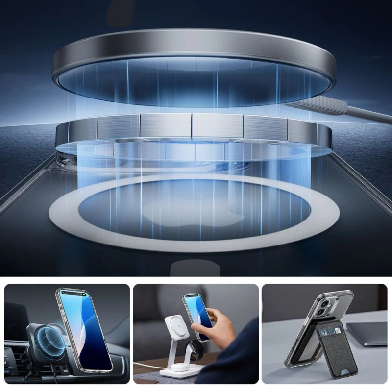 ESR Classic Pro Set HaloLock MagSafe etui z hartowanym szkłem do Apple iPhone 16, przezroczyste