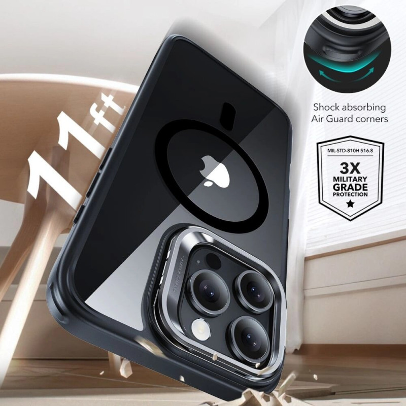 Etui ESR Classic Hybrid Kickstand HaloLock MagSafe ze szkłem hartowanym do Apple iPhone 16 Pro, Clear/Black