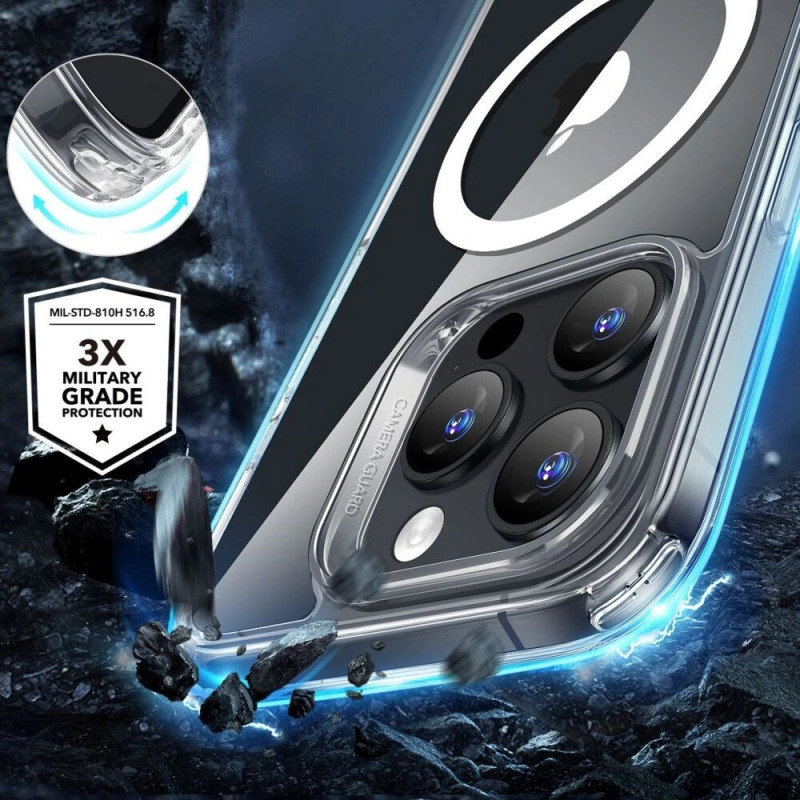 ESR Classic Hybrid HaloLock MagSafe etui z hartowanym szkłem dla Apple iPhone 16 Pro Max, przezroczyste