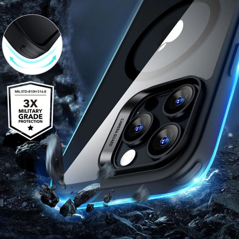 Etui ESR Classic Hybrid HaloLock MagSafe ze szkłem hartowanym do Apple iPhone 16 Pro Max, Clear/Black