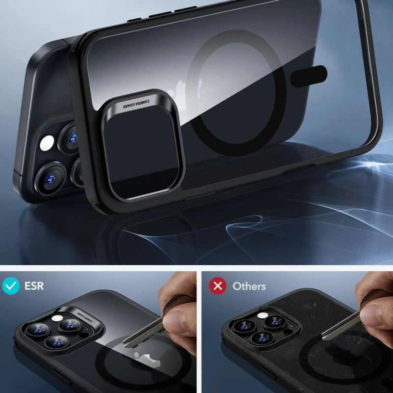 Etui ESR Classic Hybrid HaloLock MagSafe ze szkłem hartowanym do Apple iPhone 16 Pro Max, Clear/Black