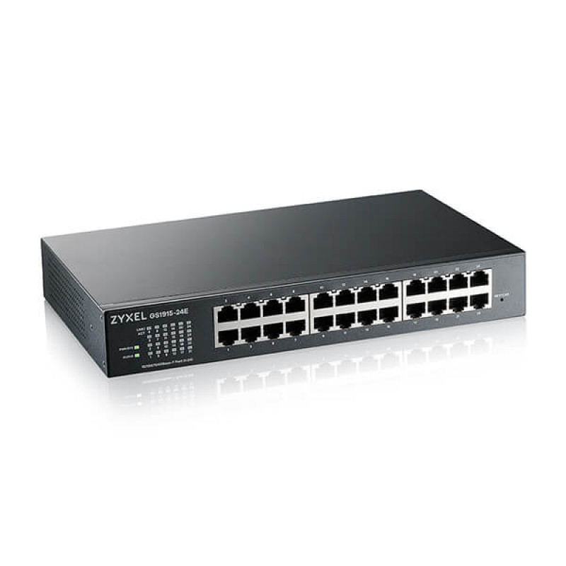 Zyxel GS1915-26v2 26-portowy przełącznik smart GbE, 24x GbE RJ45 i 2x SFP, do montażu w szafie rack, bezwentylatorowy (GS1915-26V2-EU0101F)