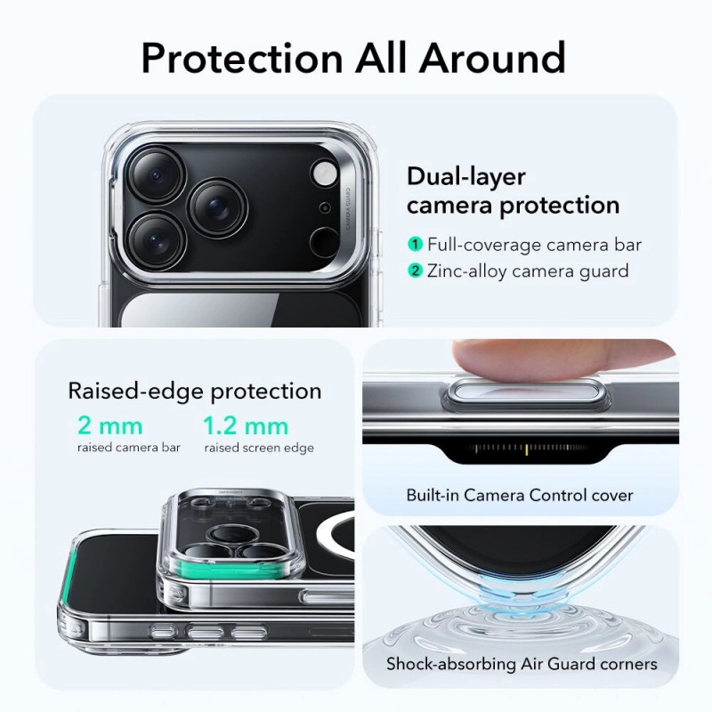 Etui ESR Classic Hybrid Kickstand MagSafe do Apple iPhone 17 Pro Max, przezroczyste