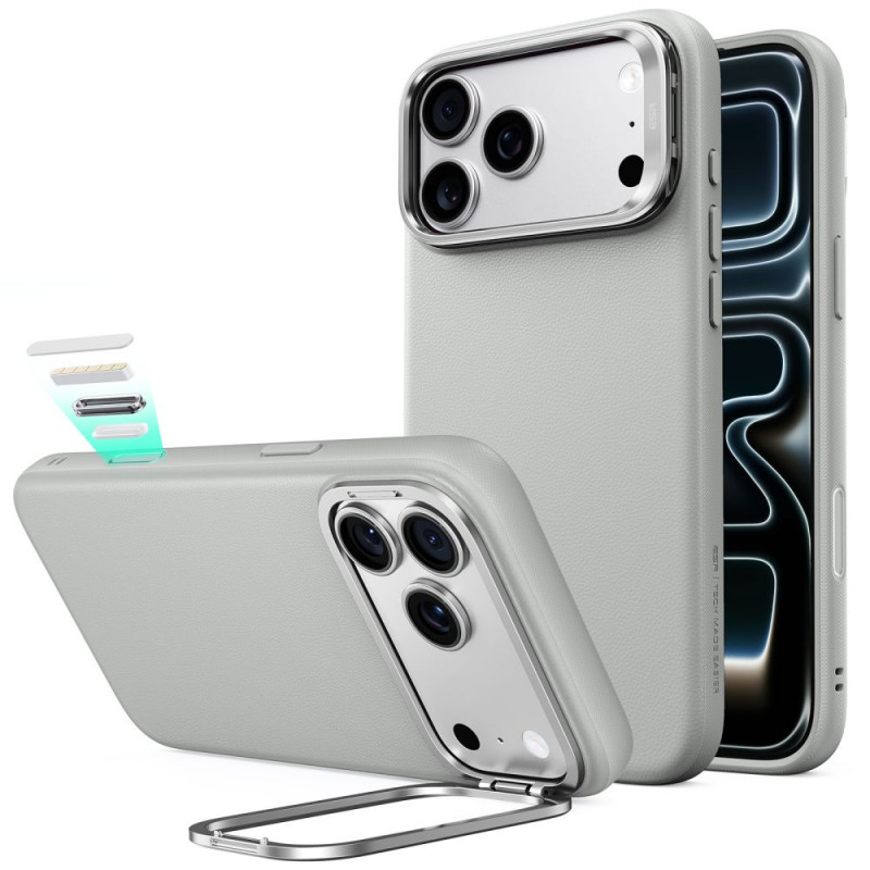 Etui ESR Leather Kickstand MagSafe do Apple iPhone 17 Pro Max / 18 Pro Max, szare