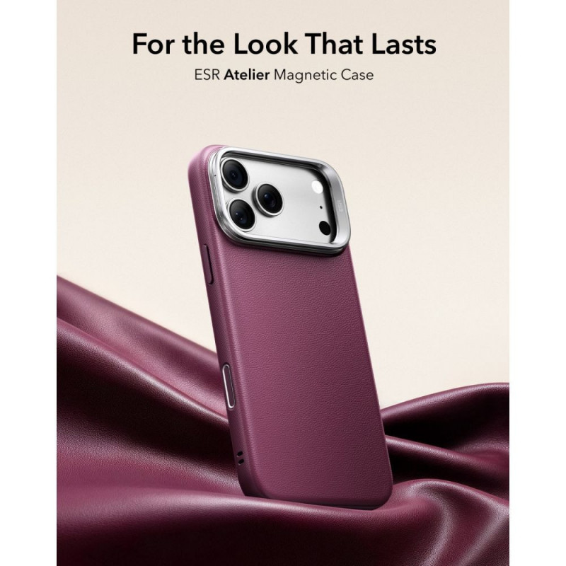Etui ESR Leather Kickstand MagSafe do Apple iPhone 17 Pro / 18 Pro, Deep Burgundy