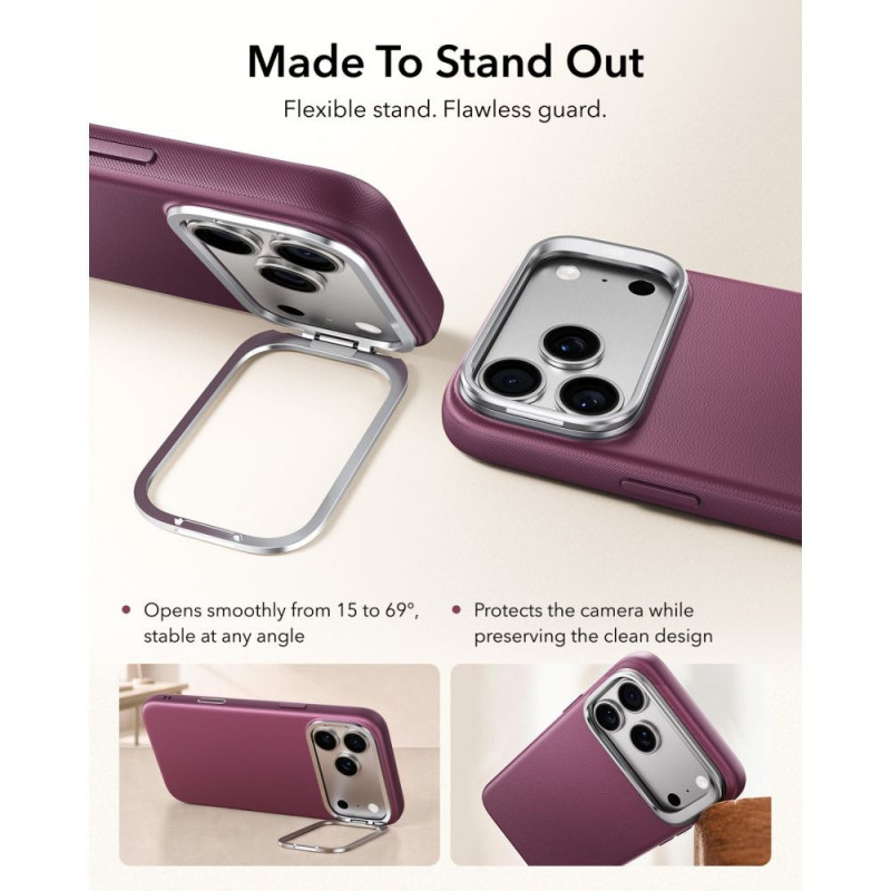 Etui ESR Leather Kickstand MagSafe do Apple iPhone 17 Pro / 18 Pro, Deep Burgundy