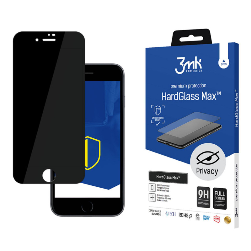3MK HardGlass Max Privacy szkło hartowane prywatyzujące do Apple iPhone 7, czarny