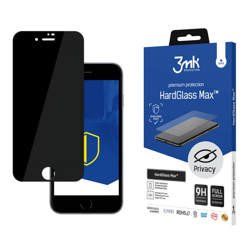 Szkło hartowane 3MK HardGlass Max Privacy do Apple iPhone 8, czarne