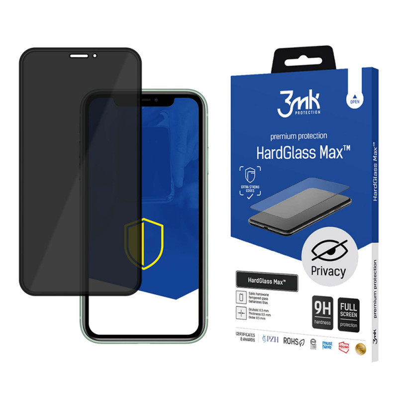 Szkło hartowane 3MK HardGlass Max Privacy do Apple iPhone 11 Pro Max, czarne