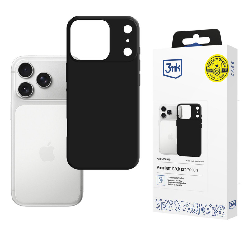 Etui 3MK Matt Case Pro do Apple iPhone 17 Pro, matowa czerń