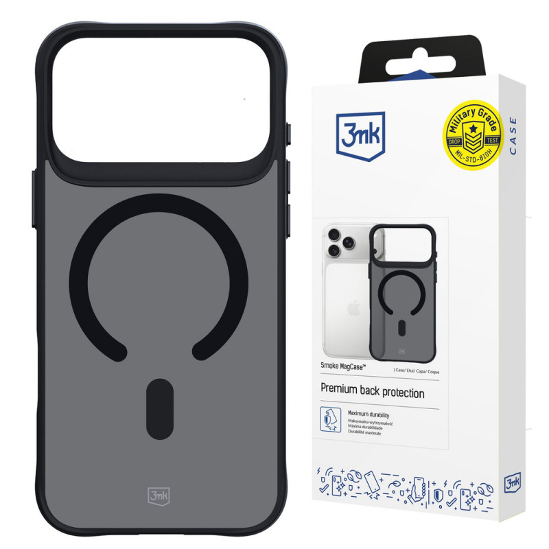 Etui 3MK Smoke MagCase do Apple iPhone 17 Pro Max, czarny półprzezroczysty