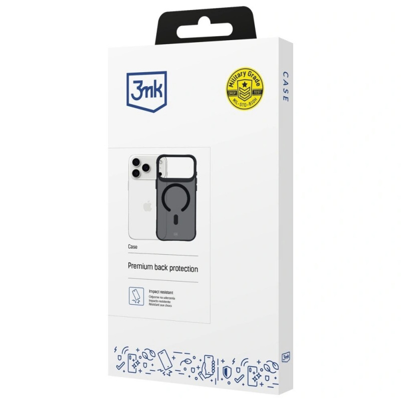Etui 3MK Smoke MagCase do Apple iPhone 17 Pro Max, czarny półprzezroczysty
