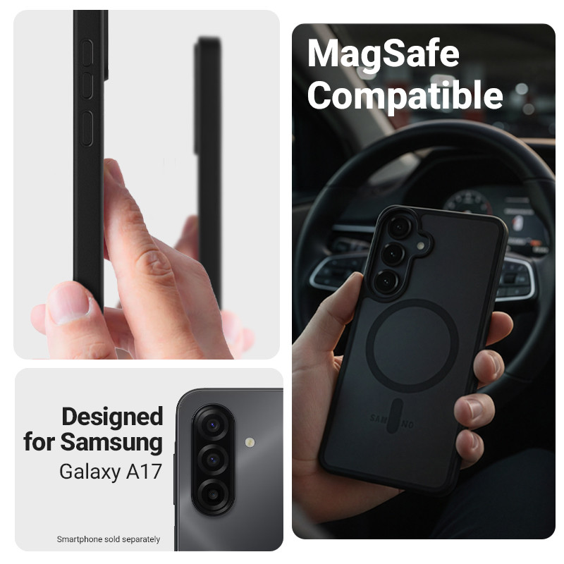 Etui Crong Hybrid Matte Magnetic MagSafe do Samsung Galaxy A17, czarne