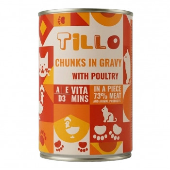 TILLO Kawałki w sosie Drób mokra karma dla kotów, 415 g