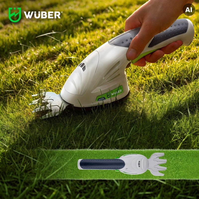 Wuber W23320 Akumulatorowa nożycowo-podkaszarka 2-w-1 do żywopłotu i trawy, 7.2 V, cięcie 120 mm, USB-C