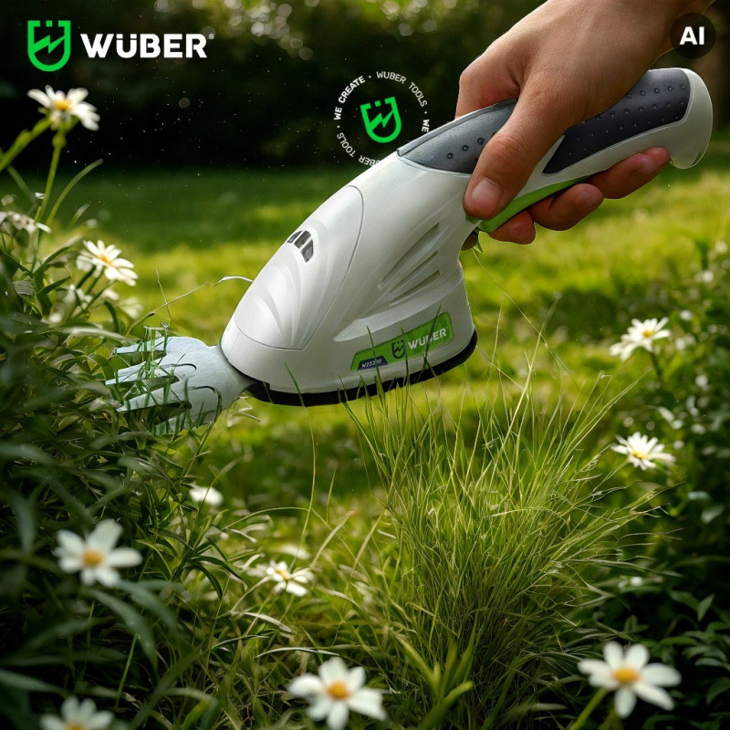 Wuber W23320 Akumulatorowa nożycowo-podkaszarka 2-w-1 do żywopłotu i trawy, 7.2 V, cięcie 120 mm, USB-C