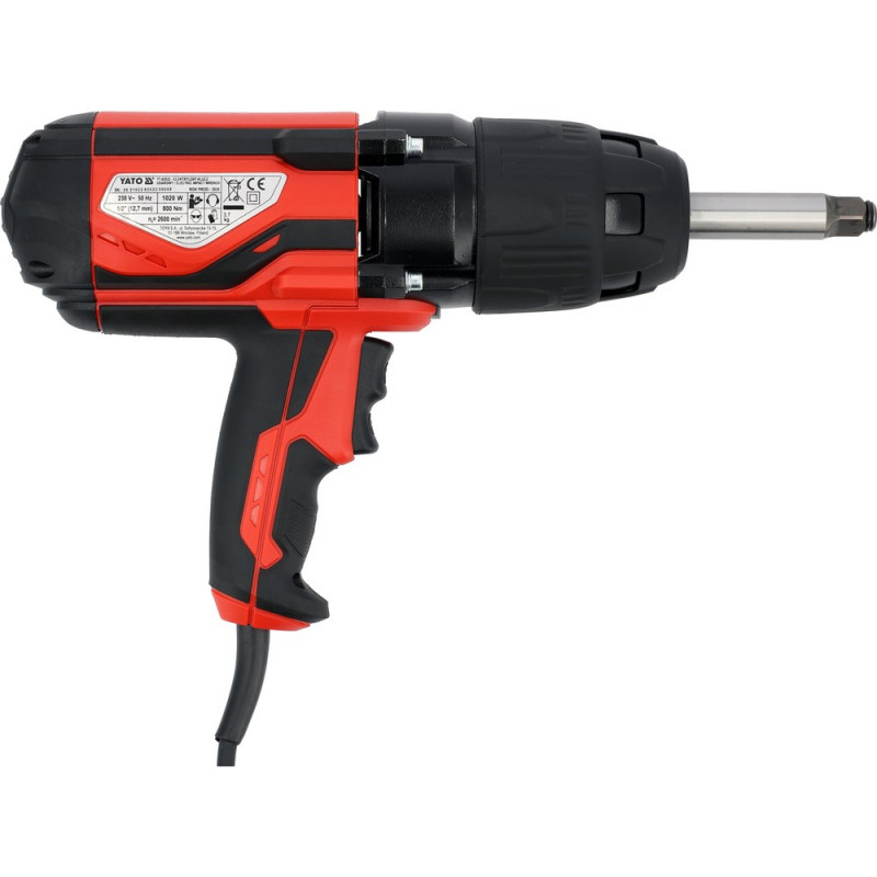 Klucz udarowy elektryczny YATO 1/2" 1020 W / 800 Nm YT-82022