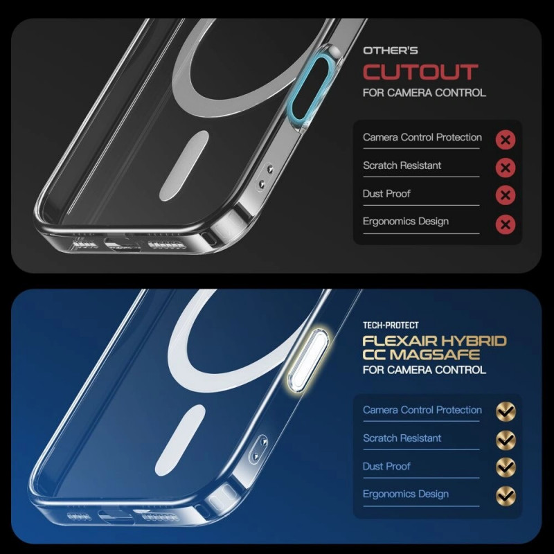 Etui Tech-Protect Flexair Hybrid CC MagSafe do Apple iPhone 16, przezroczyste