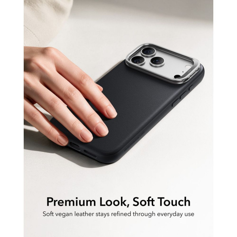Etui ESR Leather Kickstand MagSafe ze skórzanym wykończeniem dla Apple iPhone 17 Pro Max / 18 Pro Max, czarne