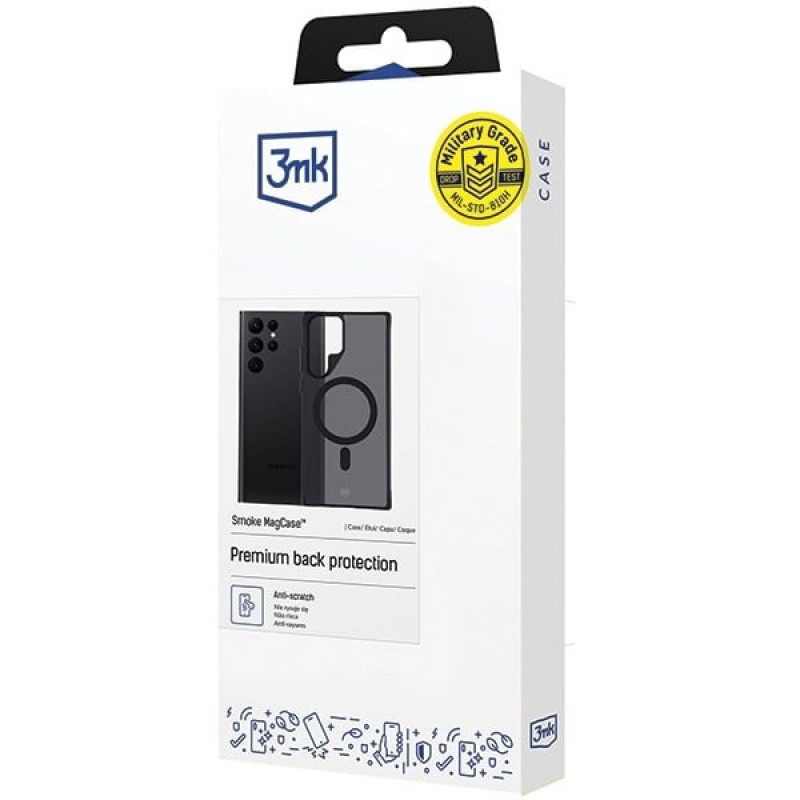 3MK Smoke MagCase z MagSafe do Samsung Galaxy S22 Ultra 5G, półprzezroczyste