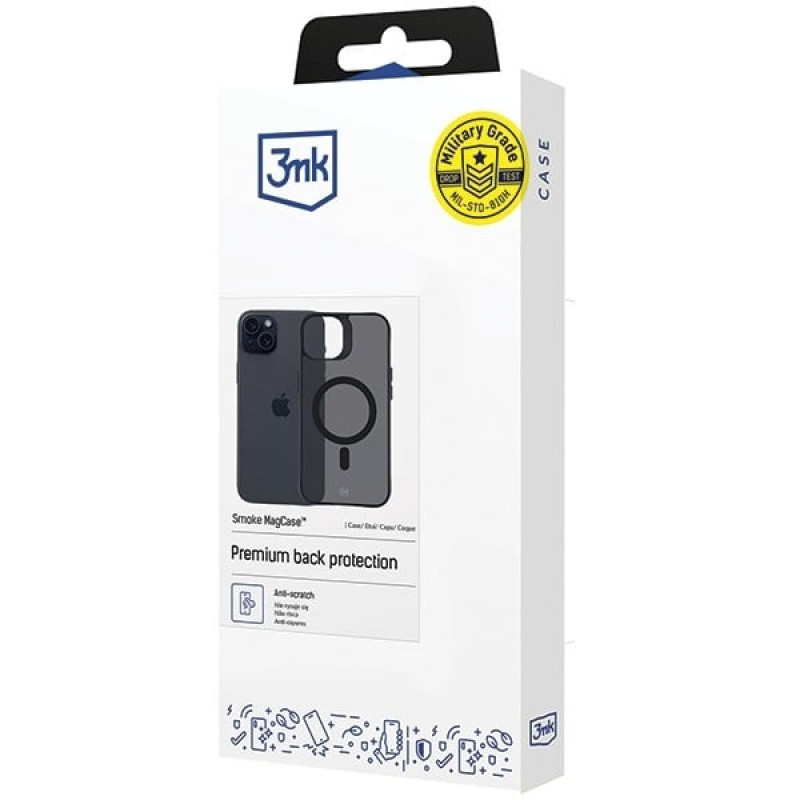 3MK Smoke MagCase z MagSafe do Apple iPhone 15, półprzezroczyste